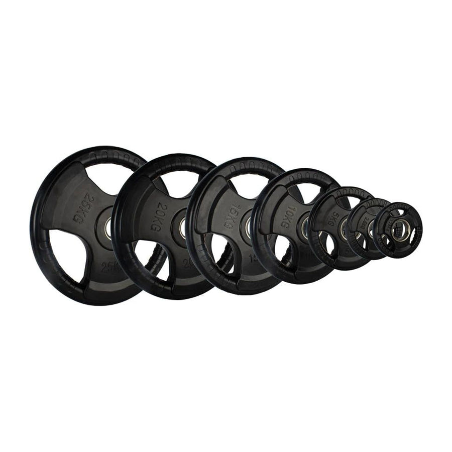 Olympic rubber tri-grip weight plates