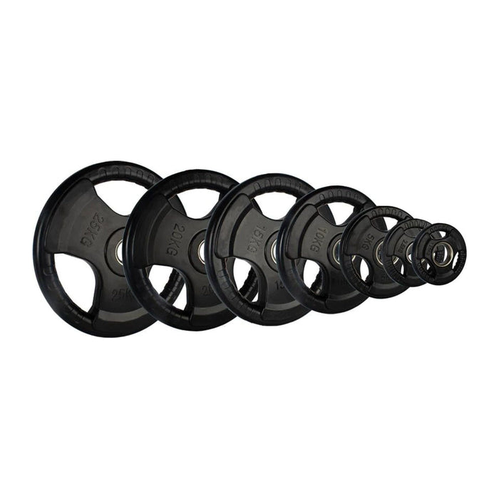 Olympic rubber tri-grip weight plates