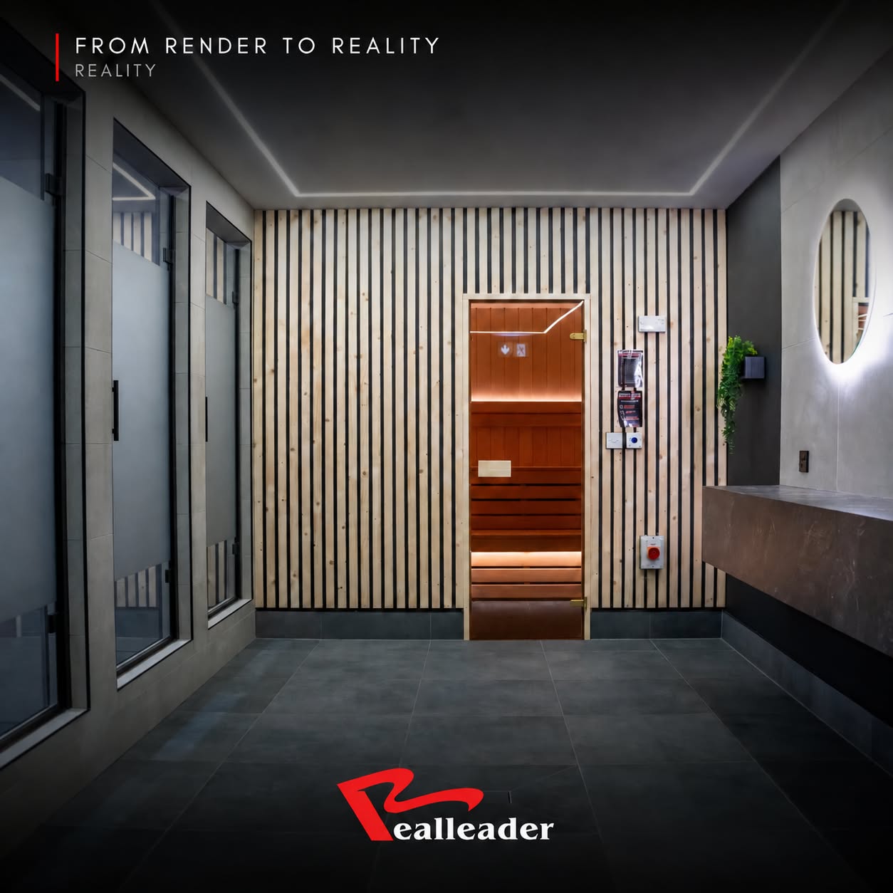 Completed sauna and reception project photograph